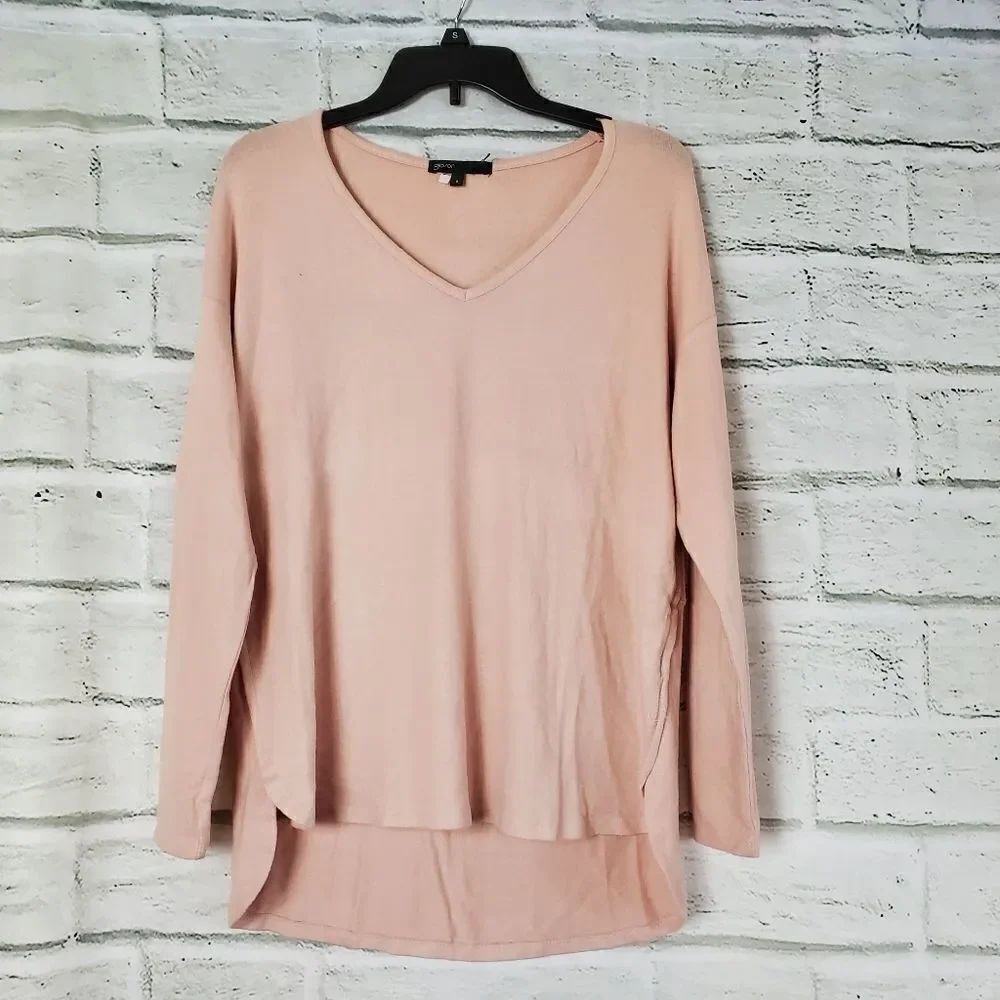 Gibson cozy v neck sweater smoky pink